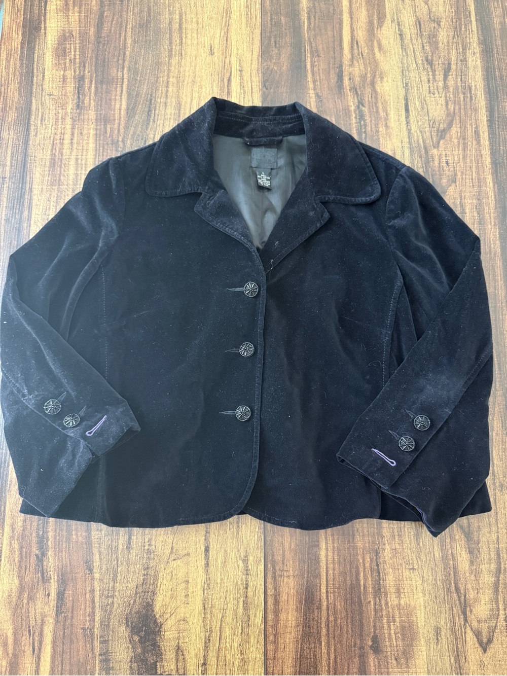 Lucky Brand Black Velvet Button-Front Blazer
